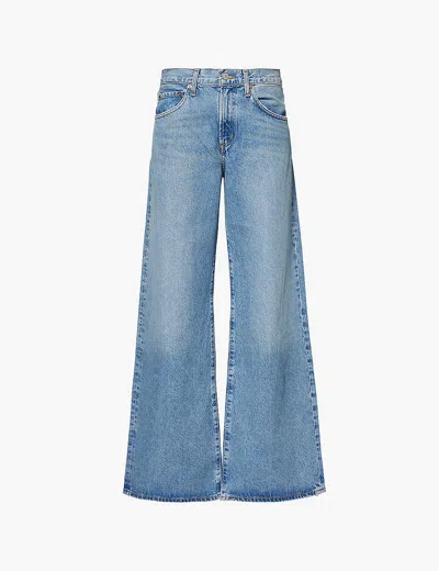 AGOLDE WOMENS AGOLDE CLARA FADED-WASH WIDE-LEG HIGH-RISE ORGANIC-DENIM JEANS