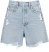 Agolde Stella Distressed Organic Denim Shorts In Light Blue