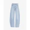 Agolde 'luna' Light Blue Jeans With Logo Patch On The Rear And Fringed Hem In Void (lt Indigo)