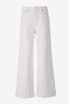Agolde 'luna' White Jeans With Logo Patch On The Rear And Fringed Hem In Beige