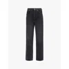 AGOLDE WOMENS HITCH (BLK FINISHED HEM) 90'S PINCH WAIST HIGH-RISE STRAIGHT-LEG DENIM JEANS