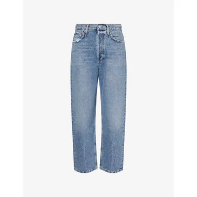 Agolde Womens Hooked (ind Damage) 90's Crop Loose Straight-leg Denim Jeans