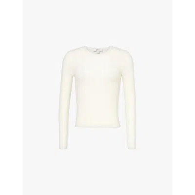Agolde Womens Oatmilk Alma Shrunken Crewneck Jersey Top