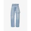 Agolde Womens Release (auth Md Indigo) Amryn Distressed Straight-leg Denim Jeans In Blue