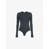 Agolde Aura Long Sleeve Bodysuit In Granite In Granite (dk Grey)