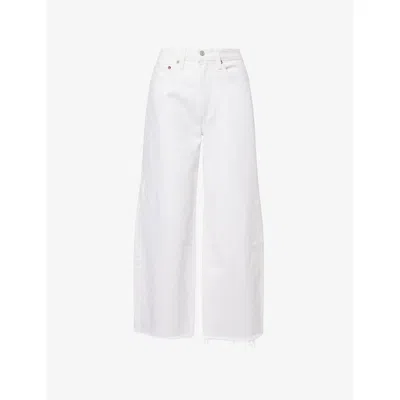 Agolde Womens Milkshake ( Wht) Curve-leg Frayed Denim Jeans In White