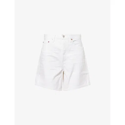Agolde Womens Fortune Cookie (natural) Dame Wide-leg Denim Shorts In White