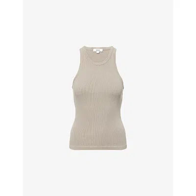 Agolde Womens Drab Rayne Ribbed Stretch-woven Top