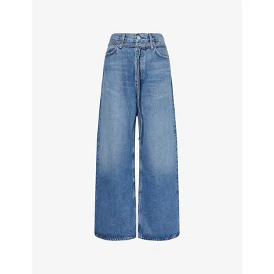Agolde Womens Intuition Emmi Wide-leg Belted Denim Jeans