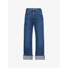 Agolde Blue Fran Low Slung Straight Jeans In Enamour (dk Vint Ind)