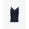 Agolde Womens Mirage (dk Navy) Jordan Scoop-neck Ribbed Woven Tank-top