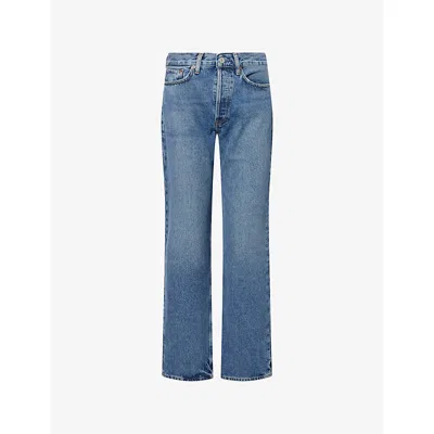 Agolde Womens  Lana Straight-leg Denim Jeans In Liberty (md Tinted Ind)
