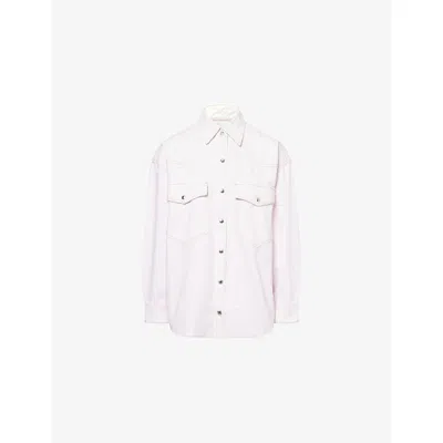 AGOLDE WOMENS COSMOS (LT PINK CRYSTAL) LOTTA GARMENT-DYED WASH RELAXED DENIM SHIRT