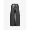 Agolde Luna Pieced Recycled Leather-blend Barrel-leg Pants In Smoke (grey Textured)