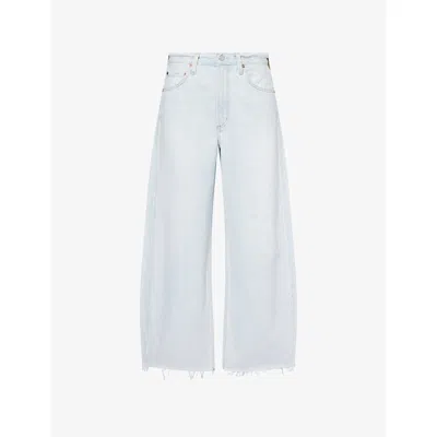 Agolde Womens Flourish (pale Vint Ind) Low Curve Fray-hem Denim Jeans