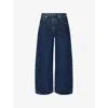 Agolde Womens Pendulum (medium Indigo) Low Curve Wide-crop-leg Denim Jeans In Blue