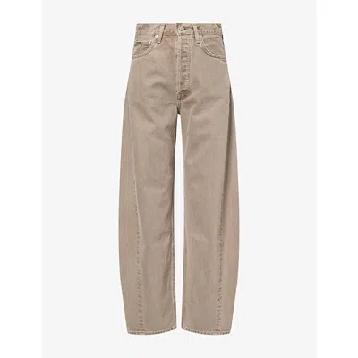 Agolde Womens  Luna Barrel-leg Denim Jeans In Cedar (md Grey Taupe)