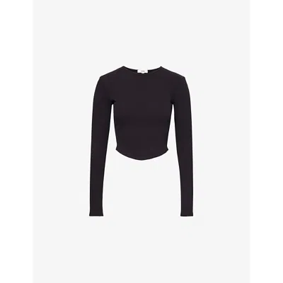 Agolde Womens  Nova Long-sleeve Organic-cotton Blend Jersey Top In Americano (dk Blk Brown)