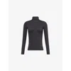 Agolde Womens  Pascale Turtleneck Stretch-jersey Top In Black
