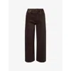 Agolde Ren High Rise Wide Leg Ankle Jeans In Sloe Berry In Brown