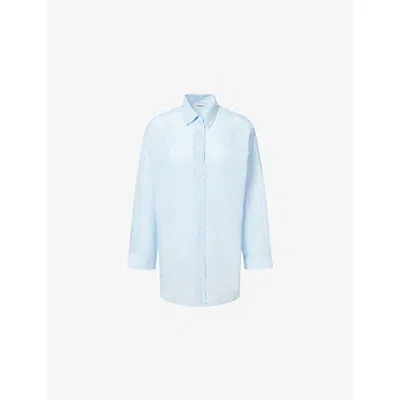 Agolde Womens Fontana Stripe/ Blue Sona Pinstripe Cotton-blend Shirt