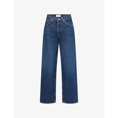 AGOLDE WOMENS NEXUS (DK TINTED IND) V-WAIST BAGGY-FIT DENIM JEANS