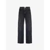 Agolde Womens  V-waist Kelly Five-pockets Straight-leg Mid-rise Denim Jeans In Decibel Washed Blk)