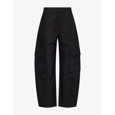 Agolde Womens Ambika Patch-pocket Cotton Trousers Sateen Black