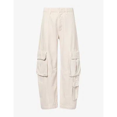 Agolde Ambika Utility Cotton-blend High-waist Wide-leg Jeans In White