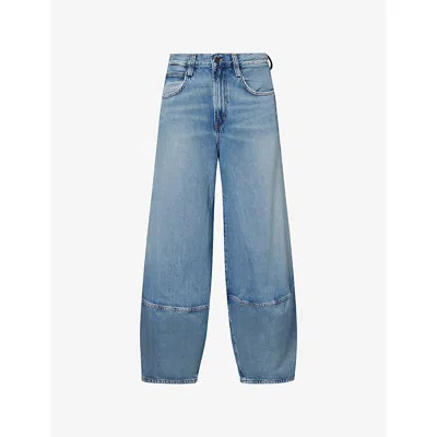 Agolde Womens Avenue (md Vint Ind) Lantern Mid-rise Denim Jeans In Blue