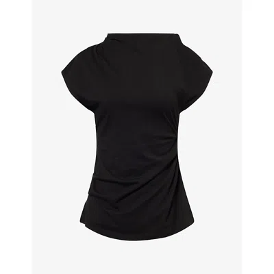 Agolde Womens Beckly Asymmetric Cotton Top Black