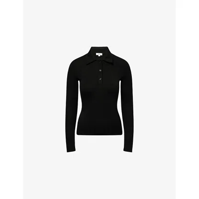 Agolde Womens  Amos Stretch-woven Polo Top In Black