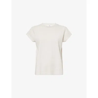 Agolde Womens Bone Bryce Cap-sleeve Cotton T-shirt In White