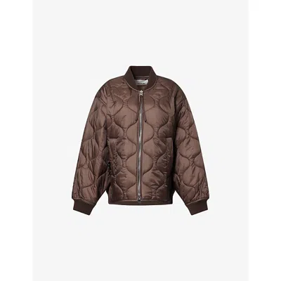 Agolde Womens  Isla Quilted Shell Jacket In Brown