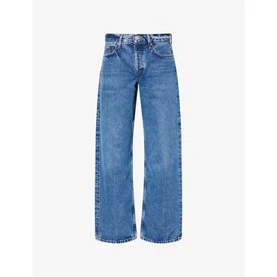 Agolde Womens Low-rise Loose-fit Denim Jeans Charge (md Ind Marble) In Blue