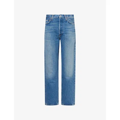 Agolde Womens Circulate (dk Ind) 90's Pinch Waist Straight-leg High-rise Denim Jeans In Blue