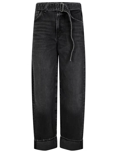 Agolde Womens Cuffed Tapered Jeans In Black