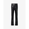 Agolde Womens  Kick Boot Flared Leather-blend Trousers In Black