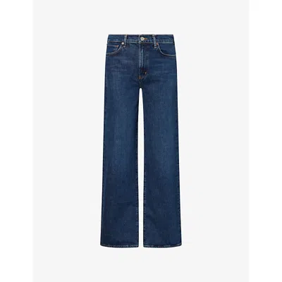 Agolde Womens Echo (dk Vint Ind) Harper Relaxed Straight-leg Denim Jeans In Blue