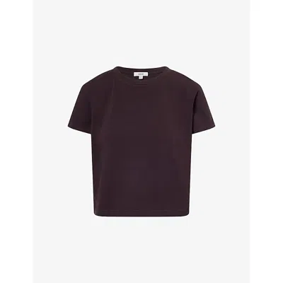 Agolde Womens  Adine Shrunken Cotton-jersey T-shirt In Burgundy