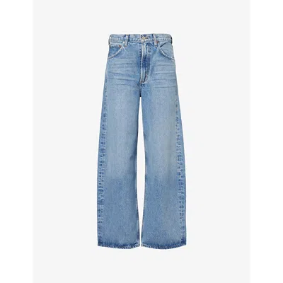 Agolde Temple Denim Trousers Belt Loops In Blue