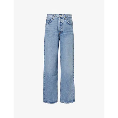 Agolde Womens  V-waist Baggy Five-pockets Straight-leg Mid-rise Denim-blend Jeans In Fairway (vint Md Ind)