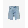 Agolde Stella Distressed Denim Shorts In Force (aged Lt Ind)