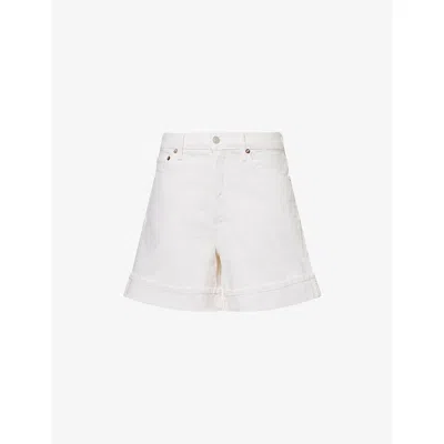Agolde Dame Organic Cotton Wide Shorts In Fortune Cookie (natural)