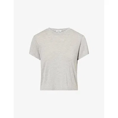 Agolde Womens Grey Heather (grey) Adine Shrunken Cotton-jersey T-shirt In Gray