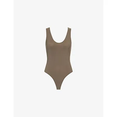 Agolde Womens Grove (saturated Olive) Tora Sleeveless Jersey Bodysuit