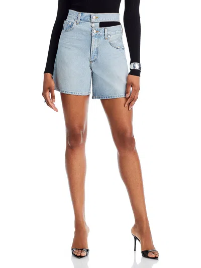 Agolde Womens High Rise Light Wash Denim Shorts In Blue