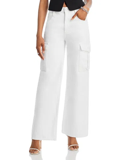 Agolde Womens High Rise Wide Leg Cargo Jeans In White