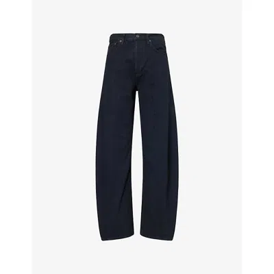 Agolde Womens Illusion Luna Pieced Barrel-leg Denim Jeans In Blue