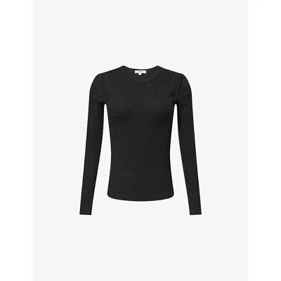 Agolde Womens  Pierce Cut-out Rib-knit T-shirt In Black
